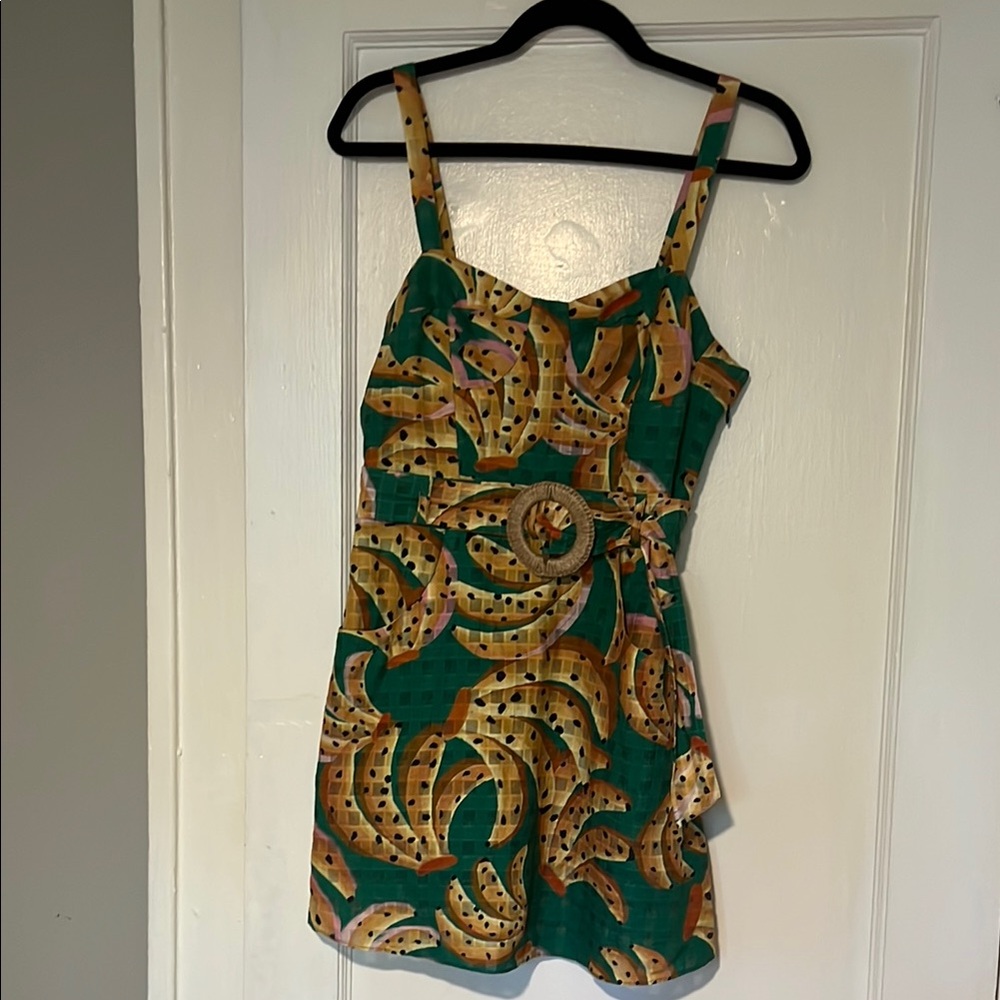 Farm Rio Green Banana Print Dress
